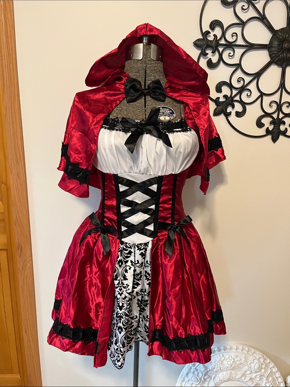 Spirit Women's Gothic Little Red Riding Hood Costume with Hood, wolf ears, S